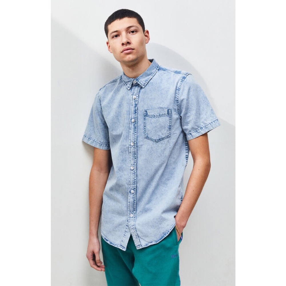 Pacsun acid wash denim button down shirt